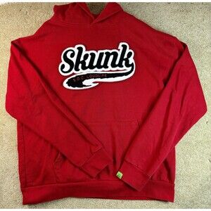Skunk Loud Life Cannabis Red Flock Embroidered Heavyweight XL Hoodie Sweatshirt
